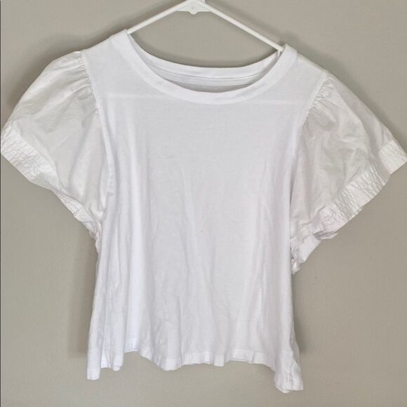 Old Navy White Puff Sleeve Women's Top Size Large. - Picture 1 of 6